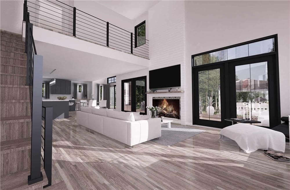 View of the bright living room from the foyer.
