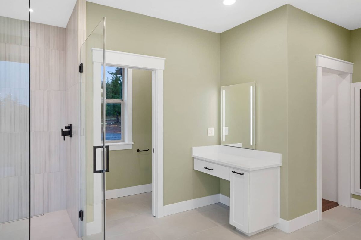 Bathroom with a walk-in shower.
