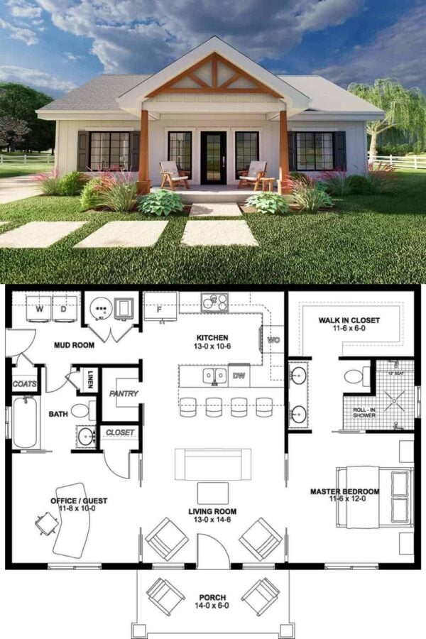 Cottage Style 2-Bedroom Single-Story Ranch with Open Living Space and ...