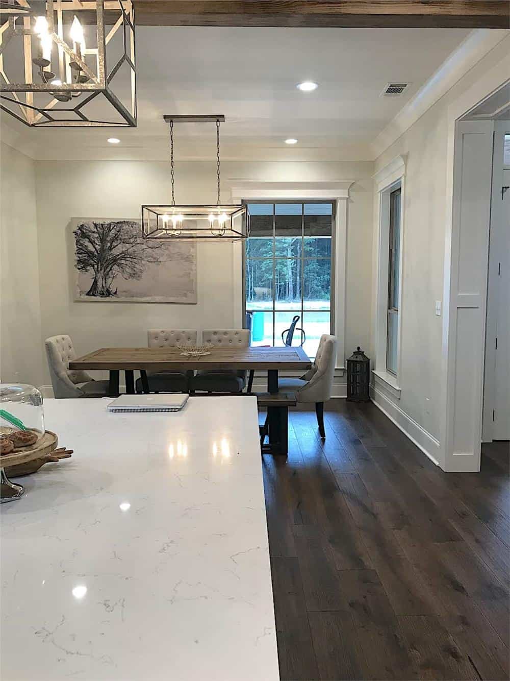 View of the dining room from the kitchen.