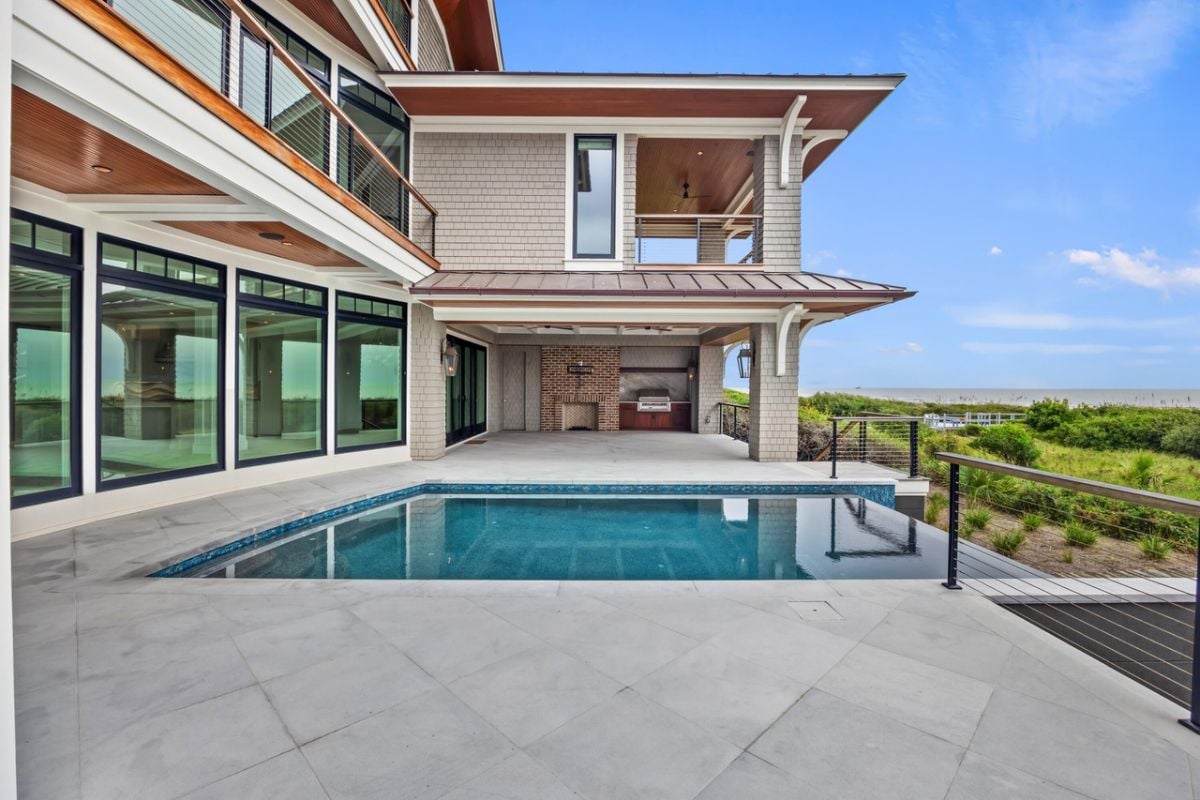 Pool with a grill area.