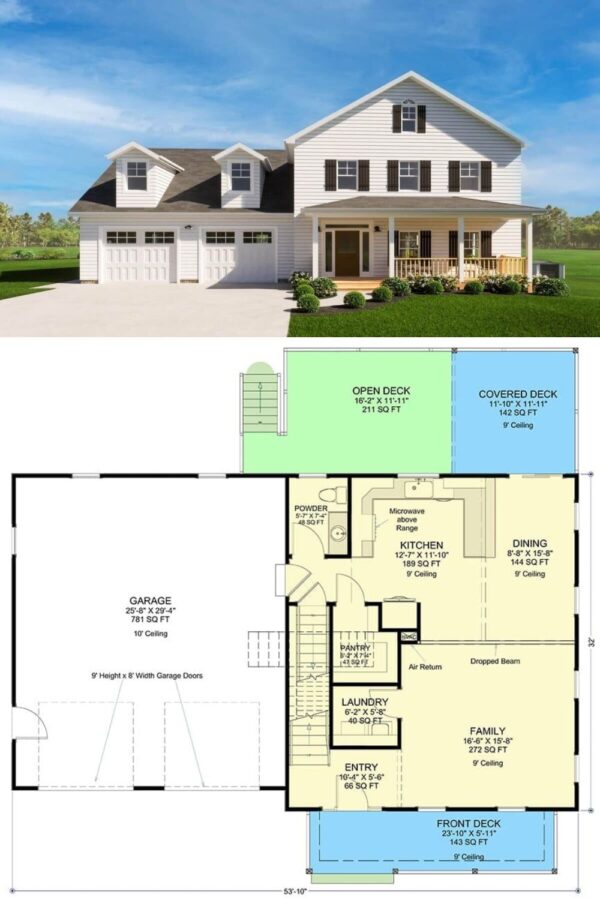3-Bedroom Country Style Two-Story Home with Open-Concept Living and ...