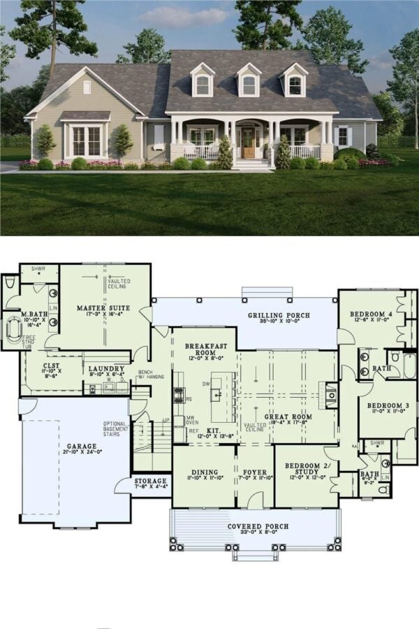 4-Bedroom Country Style Two-Story Home with Bonus Room and Jack & Jill ...
