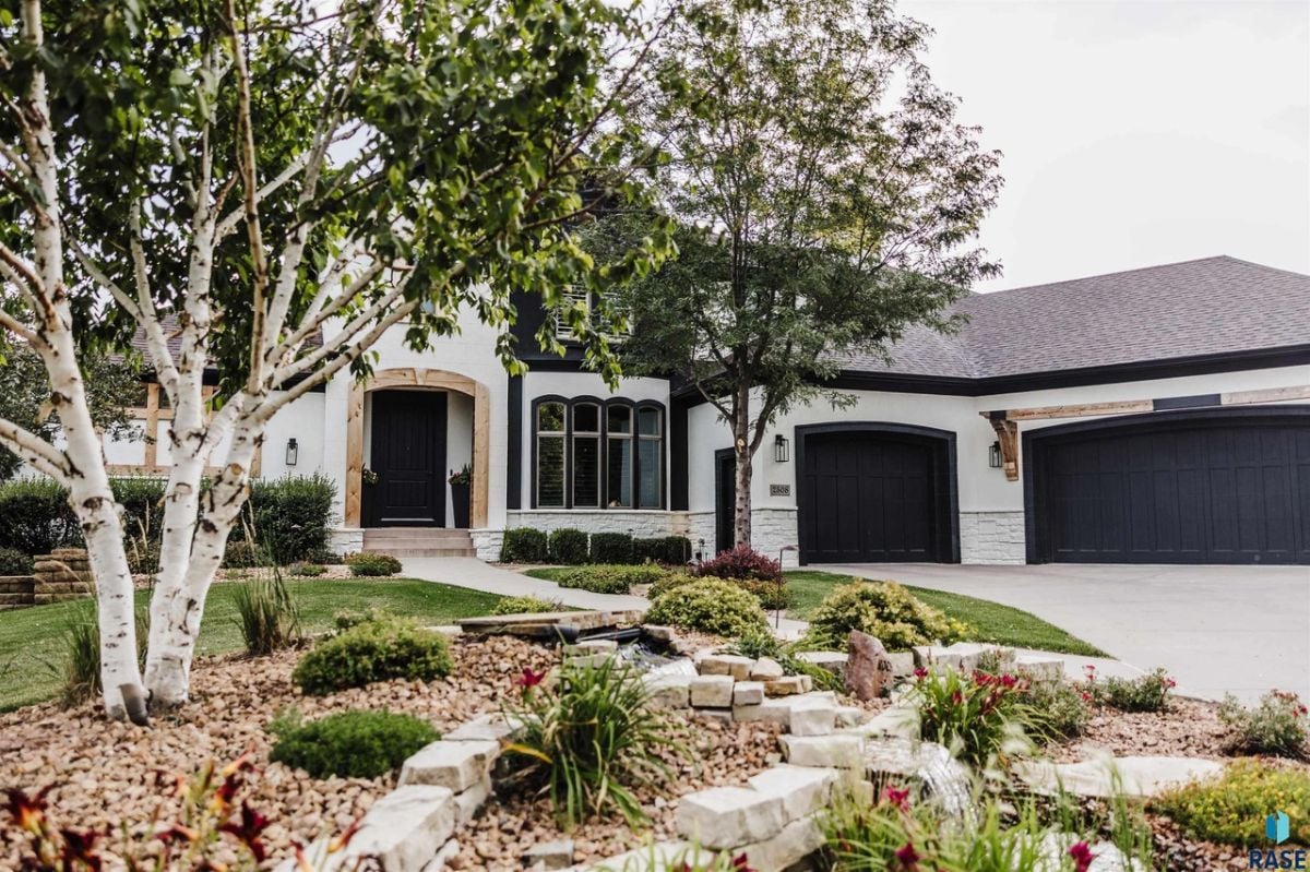 Front view of the house with a garage.