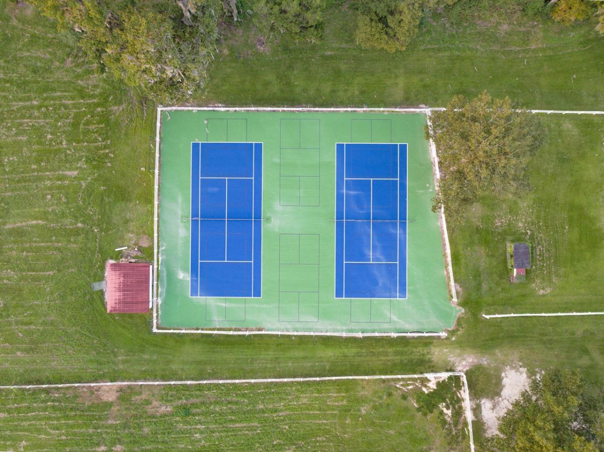 Aerial top view of the Tennis courts.