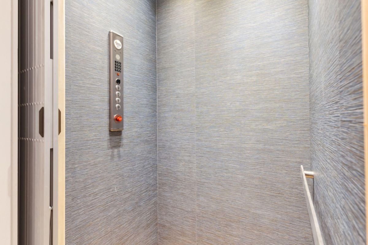 Elevator with floor buttons.