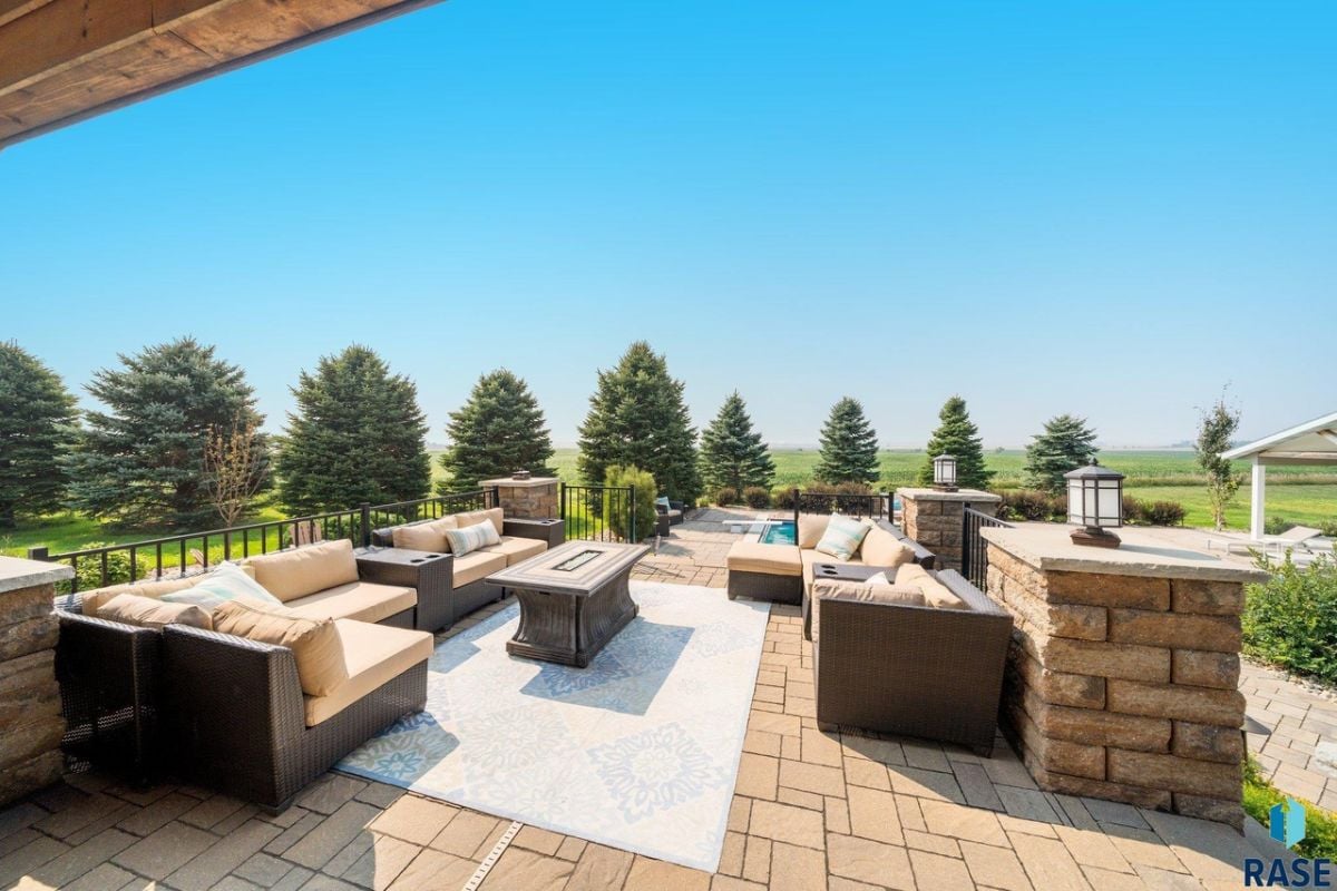 Patio with a table and chairs.