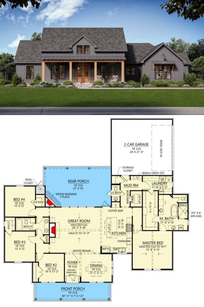 Modern 4-Bedroom Two-Story Farmhouse with Open Living Space and Bonus ...