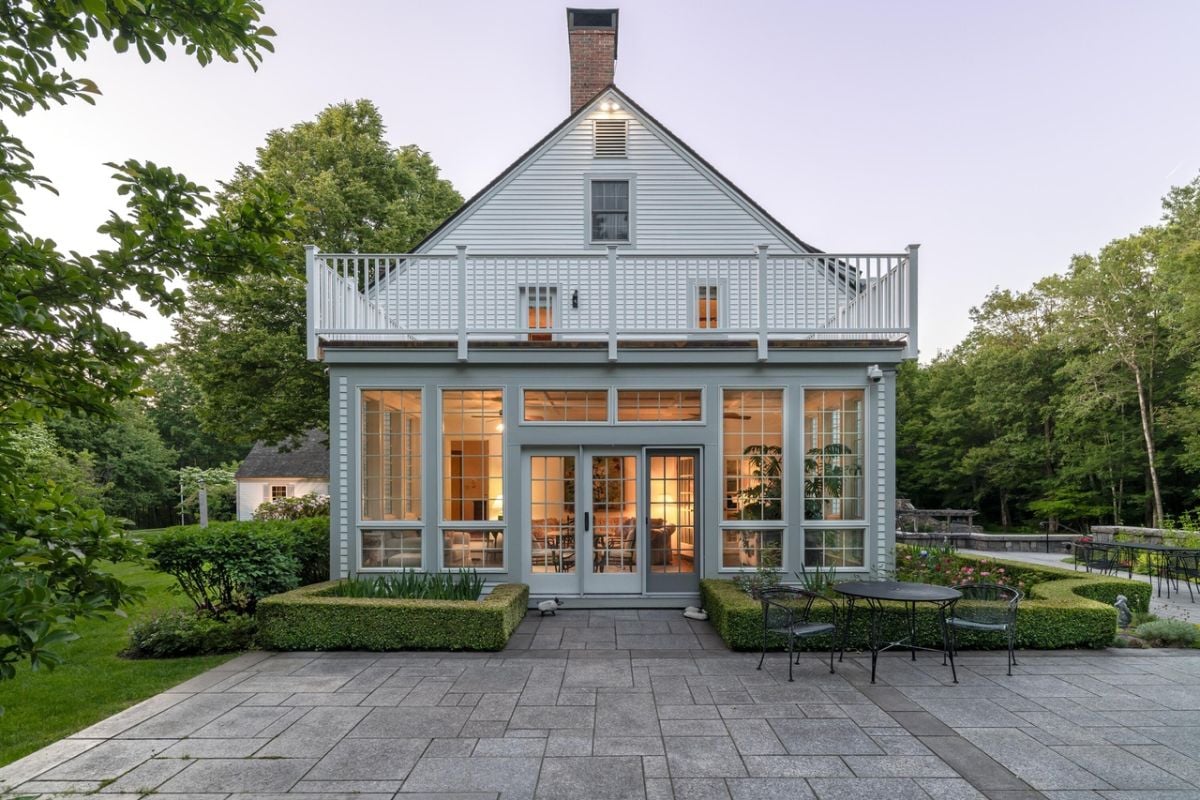 Patio with a table and chairs.