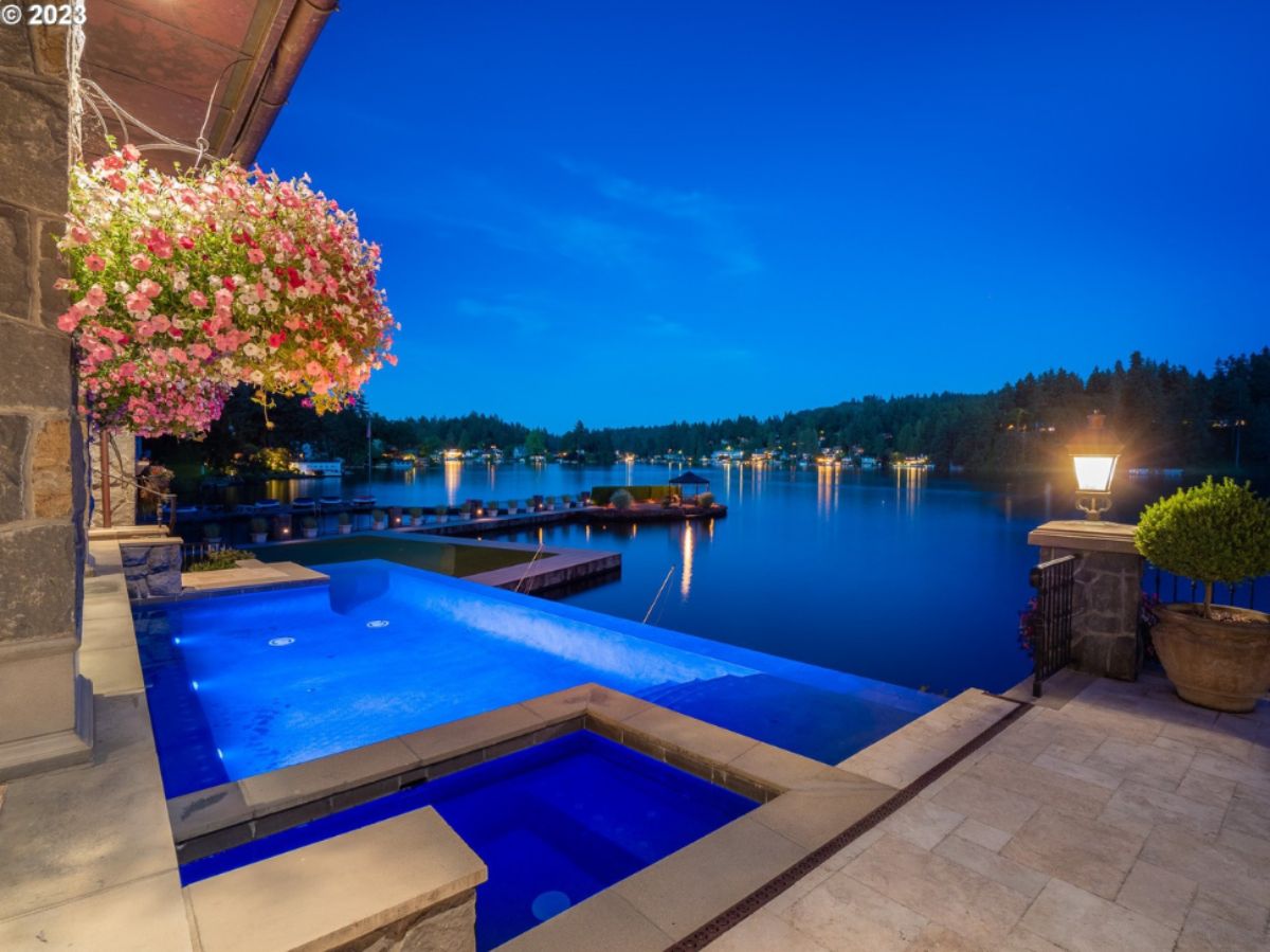 Infinity pool overlooking the lake.