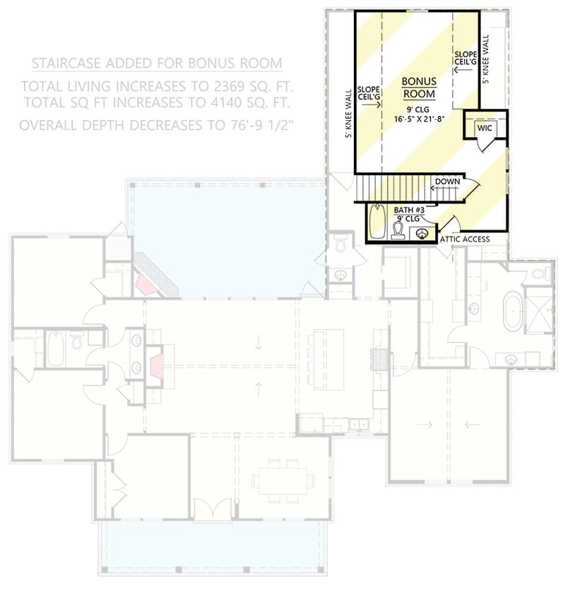 Bonus level floor plan with a walk-in closet and a full bathroom.