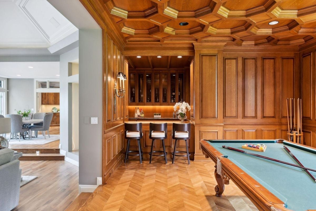 Billiards room with a bar.