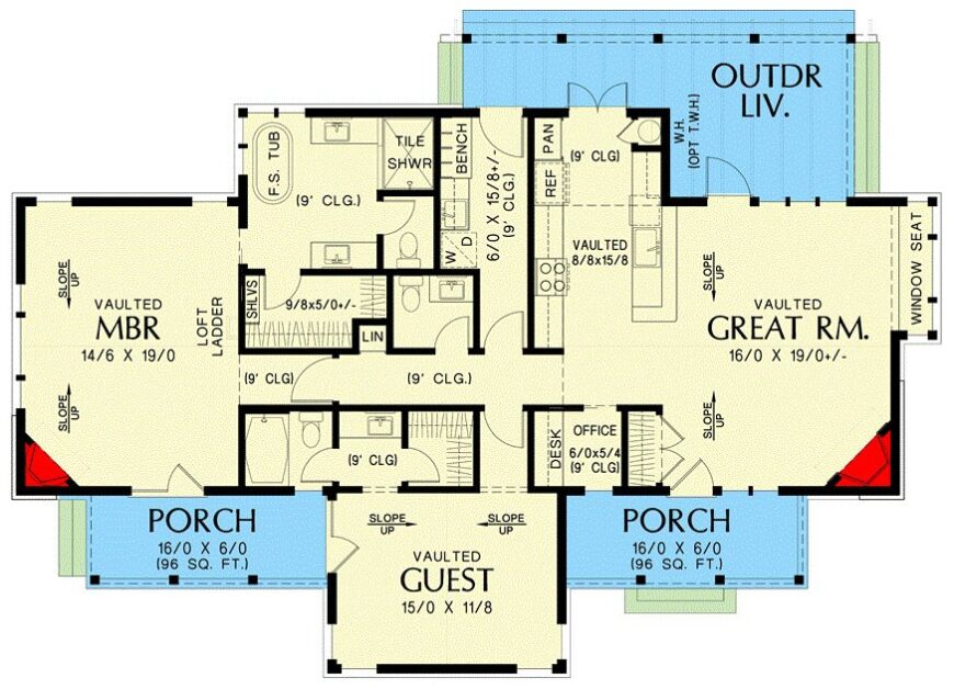 Step Inside This 2 Bedroom House with Porch: 1,580 Sq. Ft. Floor Plan ...