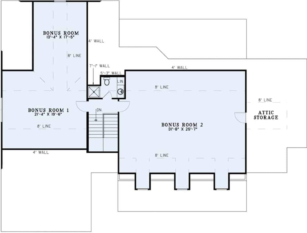 Bonus level floor plan with a full bathroom.