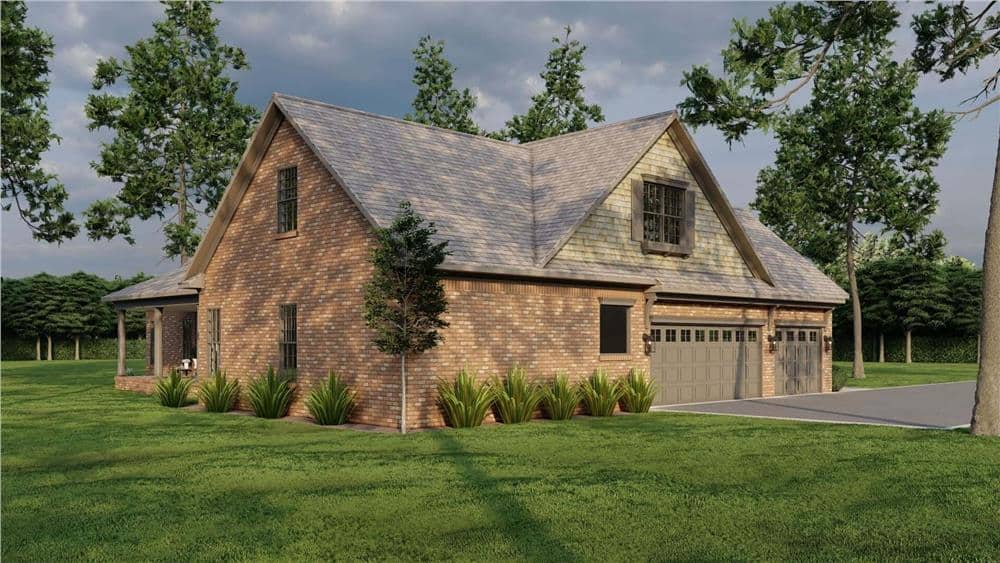 Left view of the house with a 3-car garage and asphalt driveway.