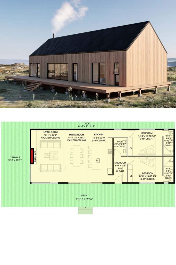 Modern 2-Bedroom Single-Story Cabin with Open Living Space and ...
