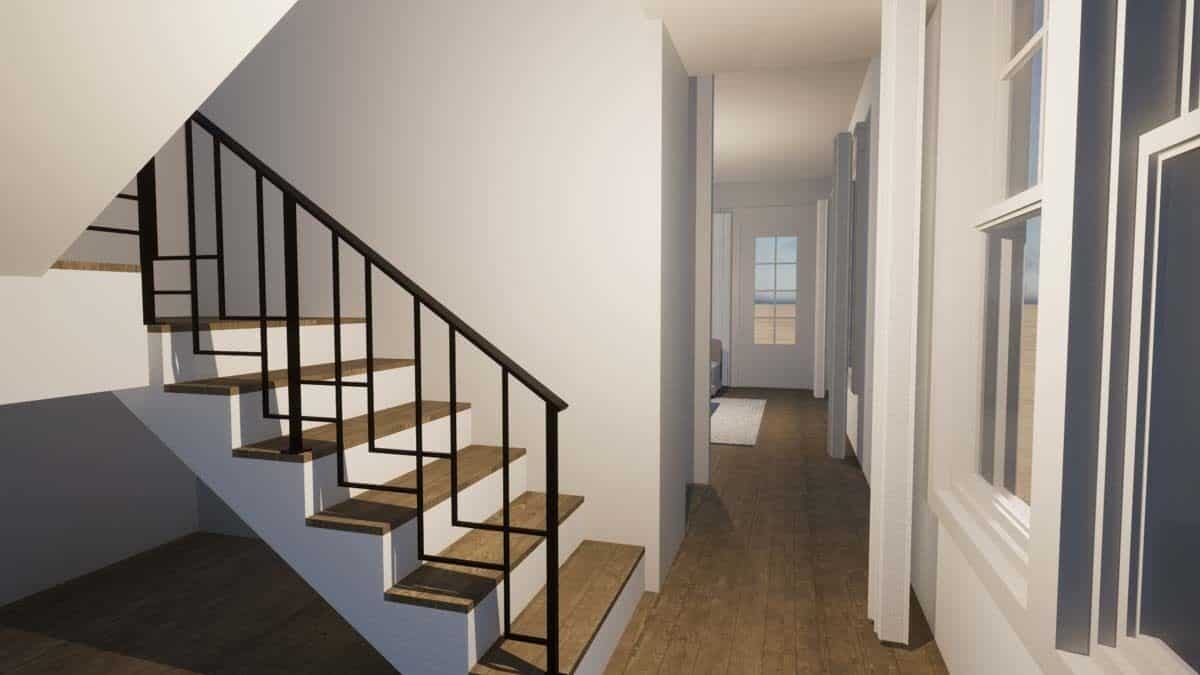 Staircase leading to the sleeping quarters upstairs.