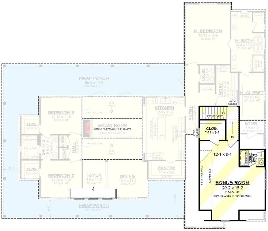 Bonus level floor plan with a walk-in closet and a full bathroom.