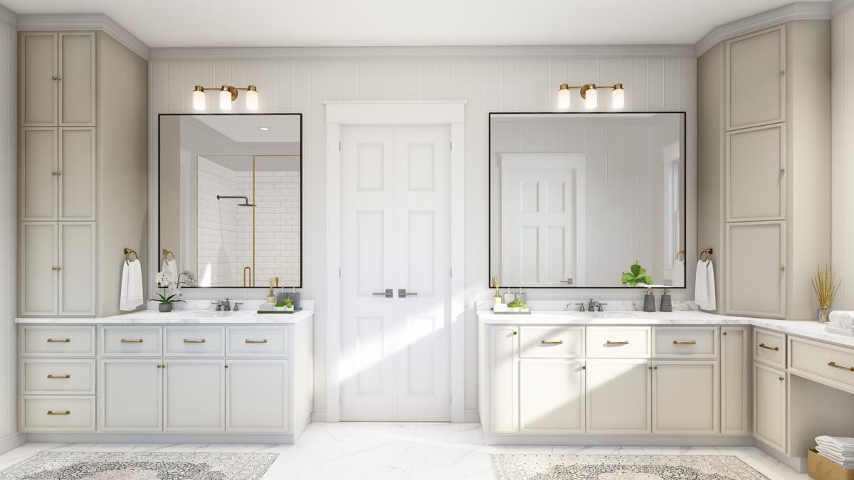 His and her vanities with ample storage
