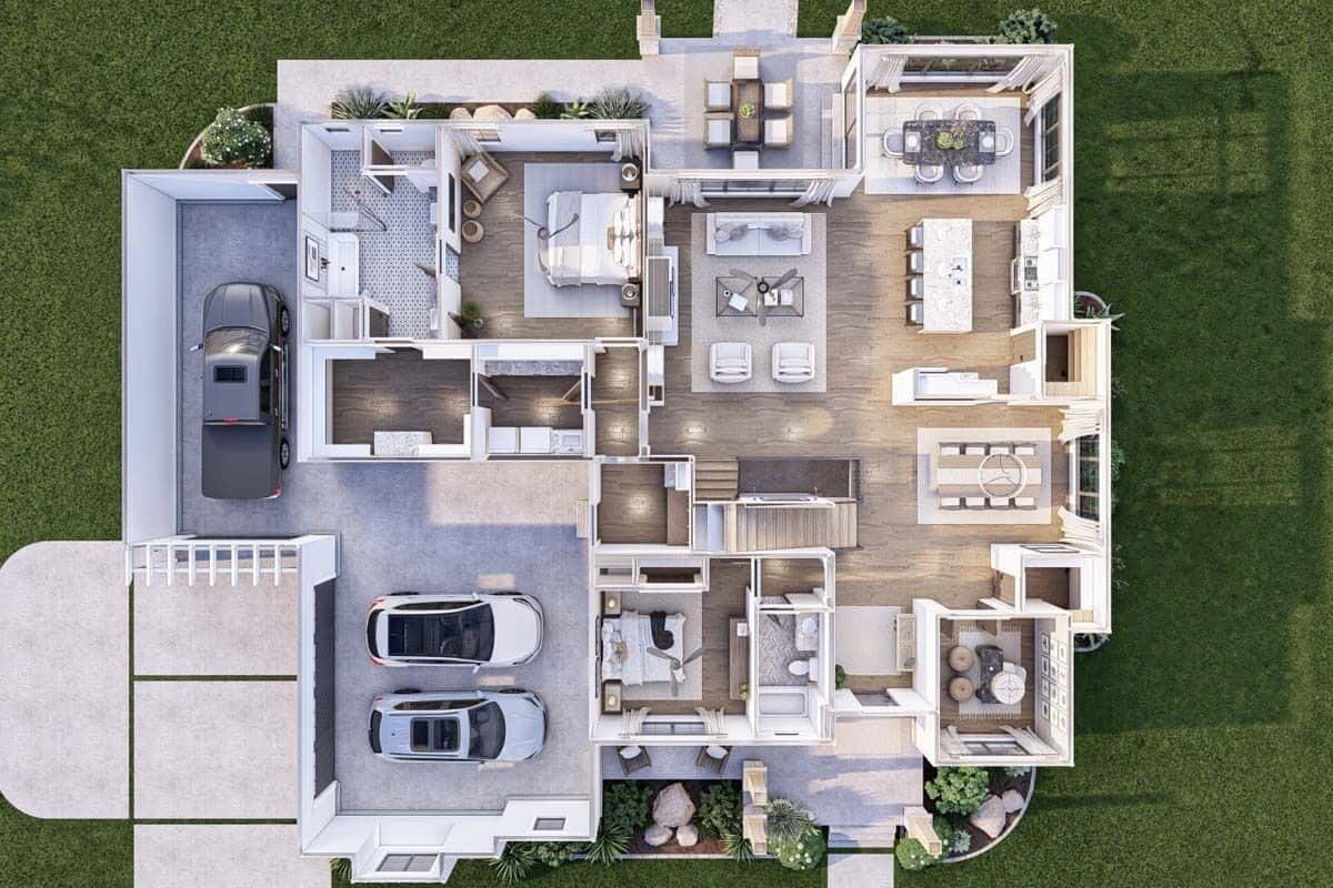 3D main level floor plan