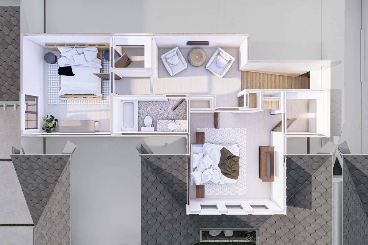 3D second level floor plan