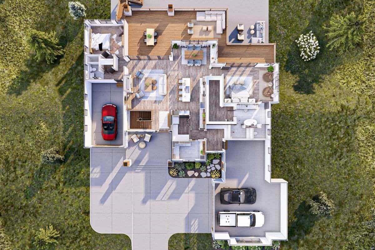 3D main level floor plan