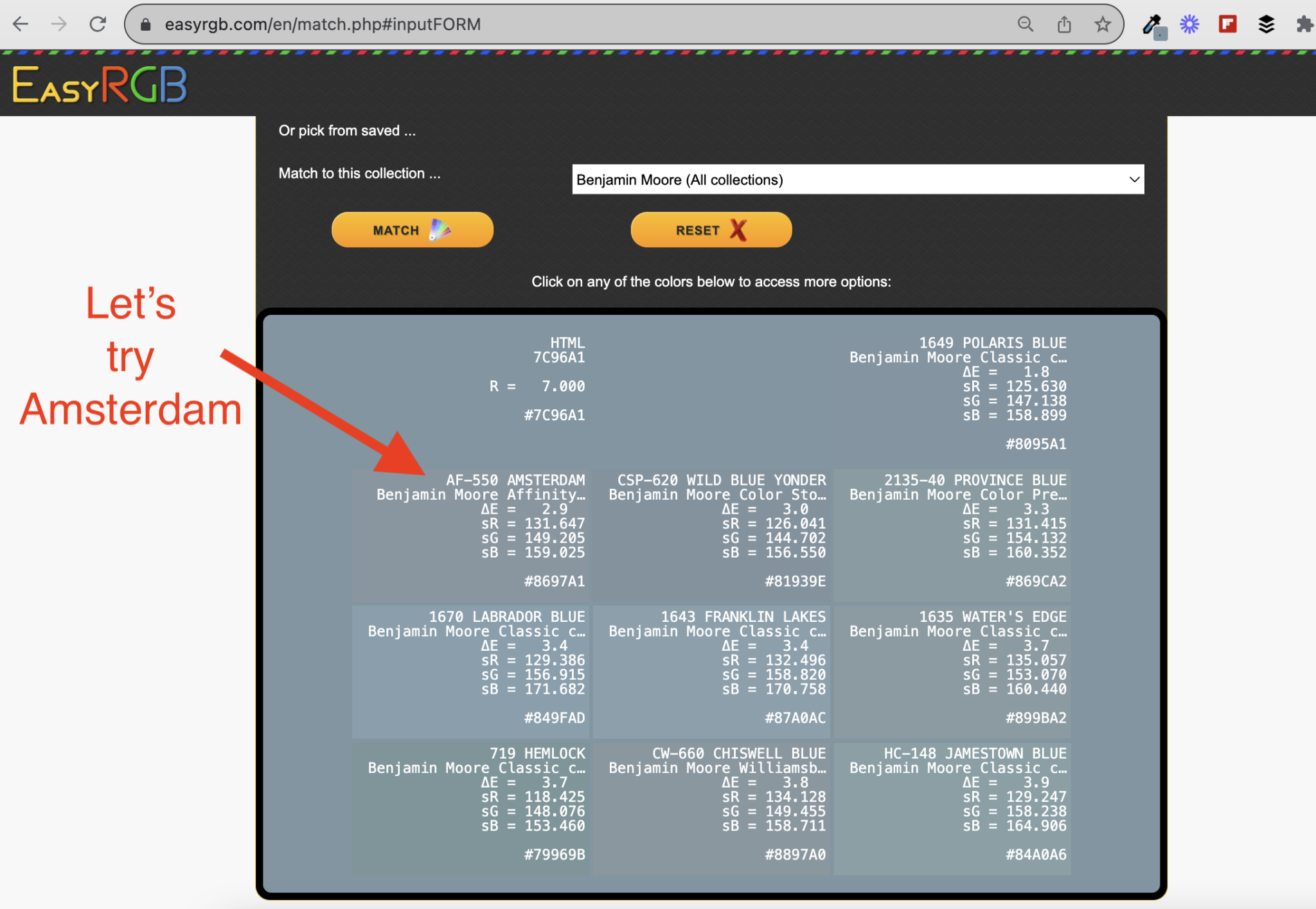 How to find paint color from online images and then visualize it in