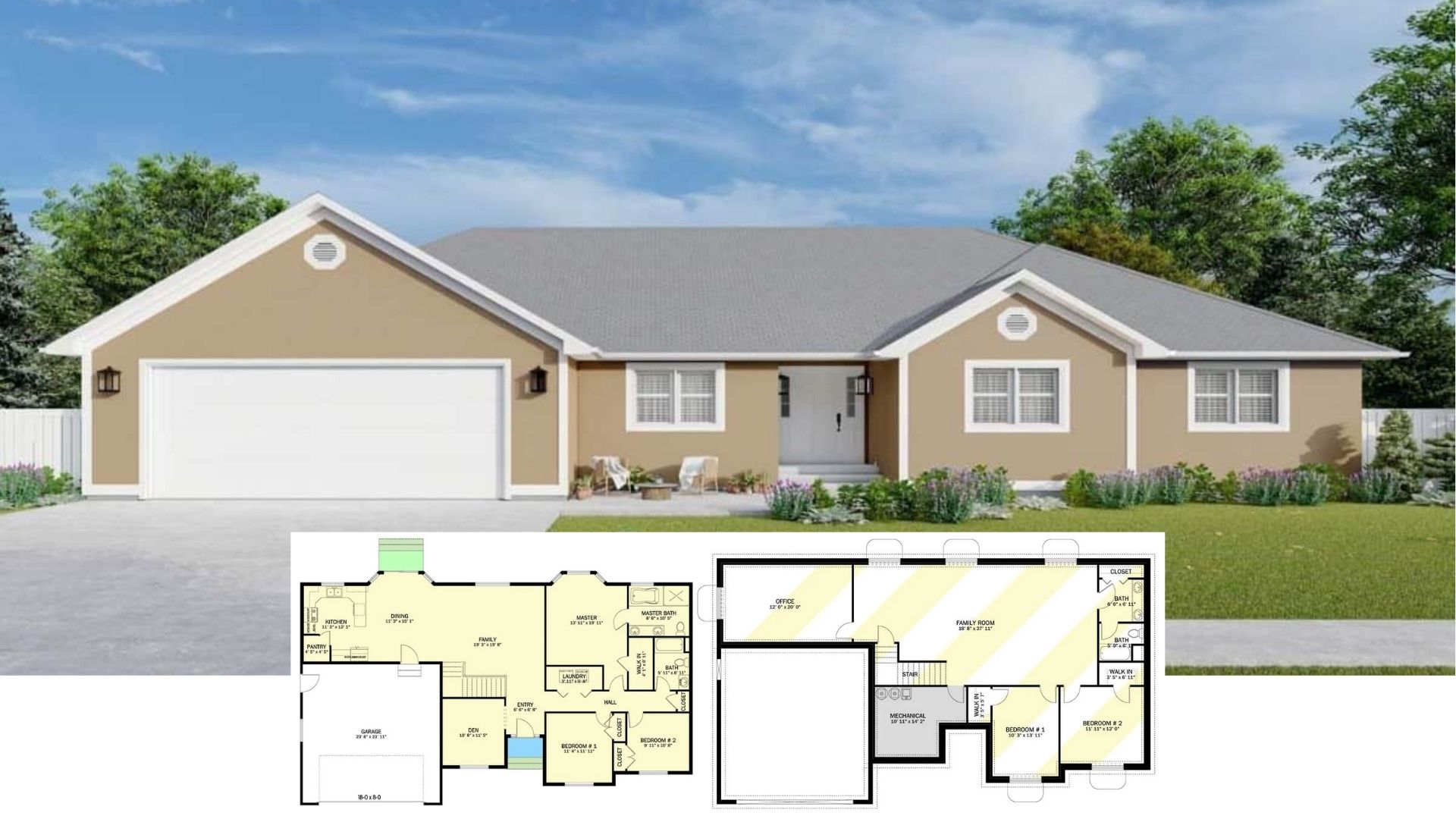 Get Inspired by This 1,808 Sq. Ft. 3 Bedroom Ranch Style Home – Tour the Floor Plan