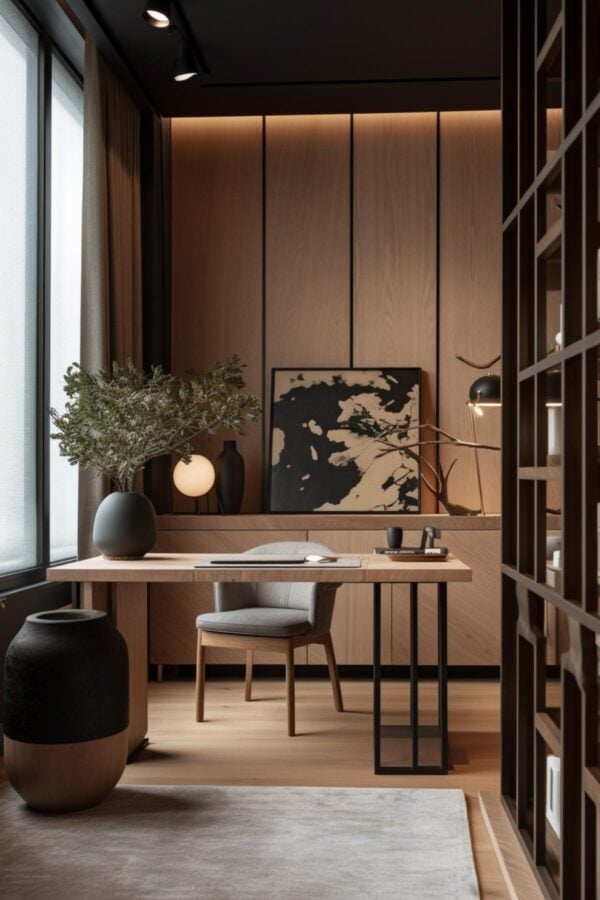 49 Stunning Japandi Home Office Inspirations: Blending Minimalism and