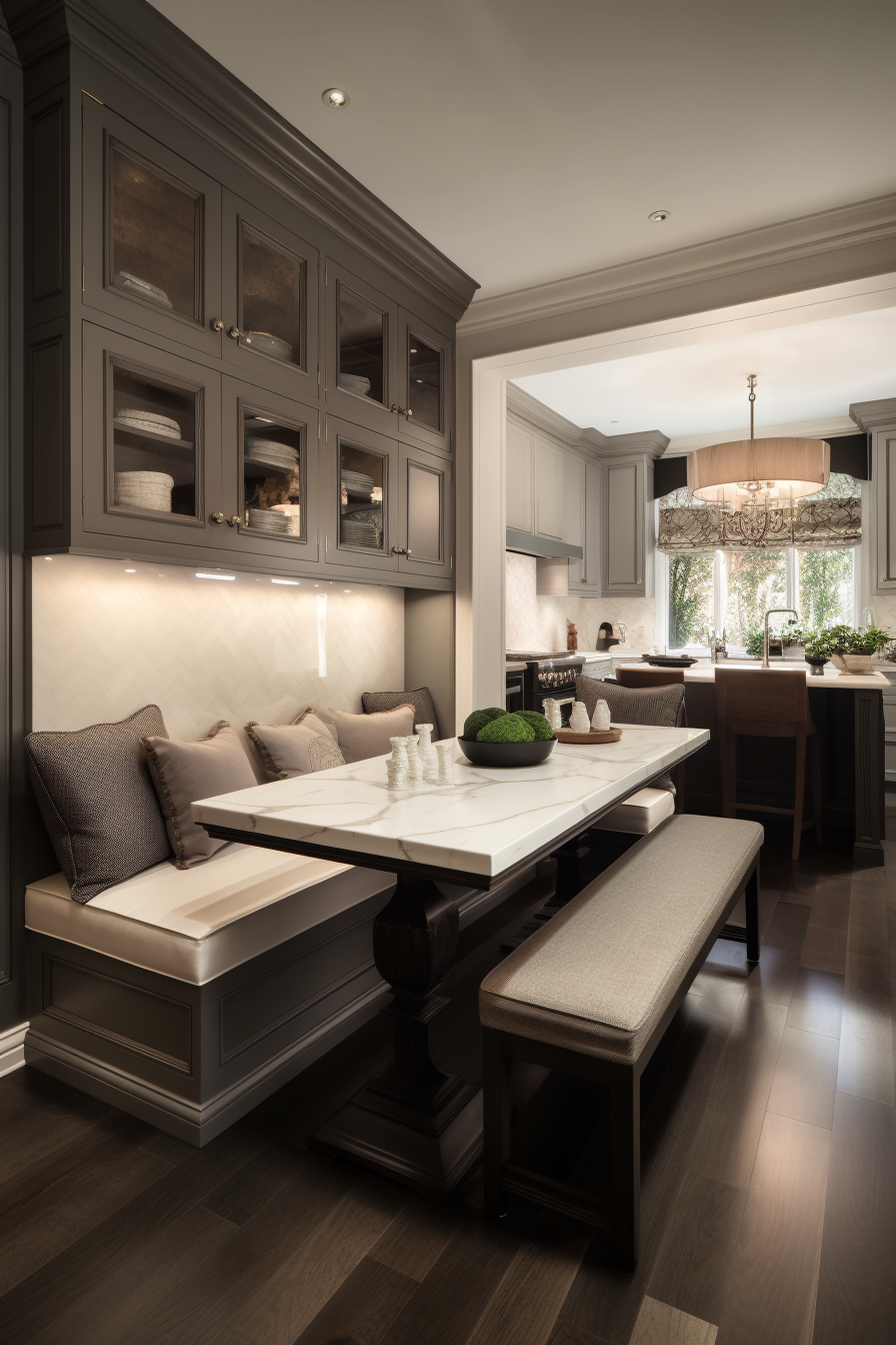 Luxury transitional kitchen dining nook