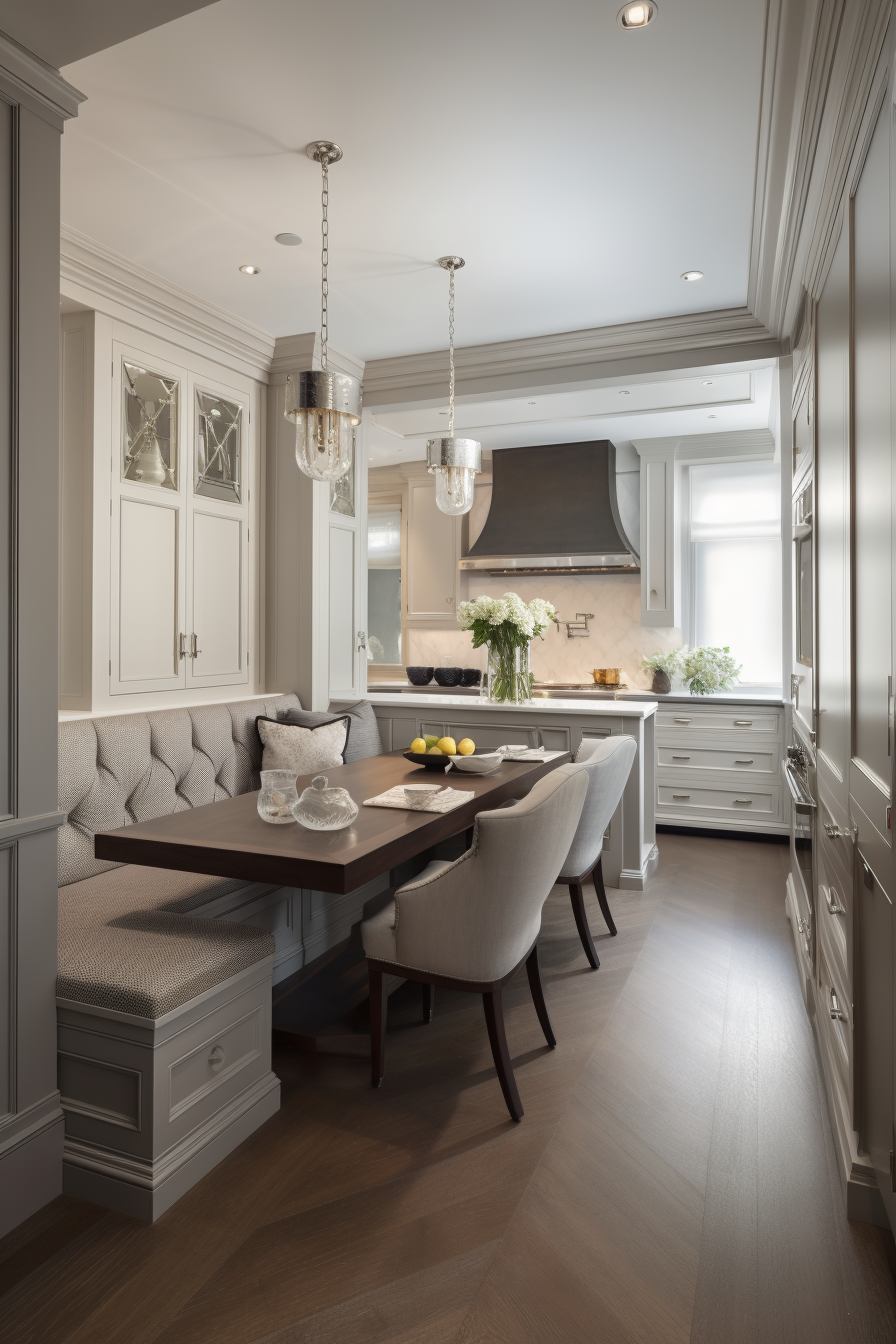 Luxury transitional kitchen dining nook