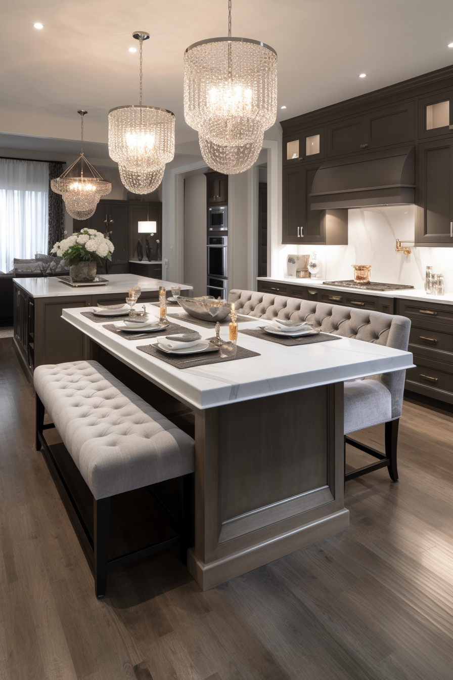 Luxury transitional kitchen dining nook