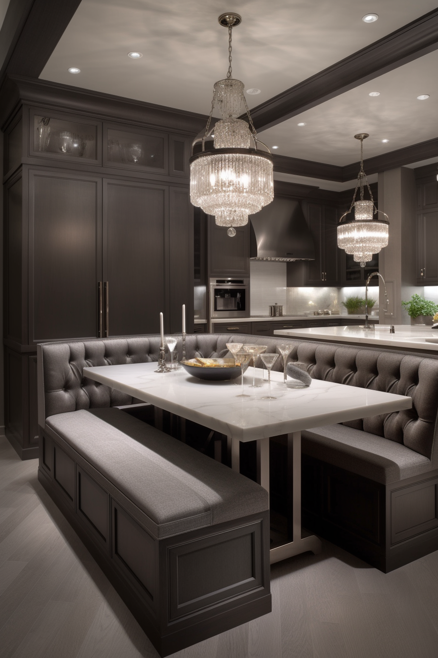Luxury transitional kitchen dining nook