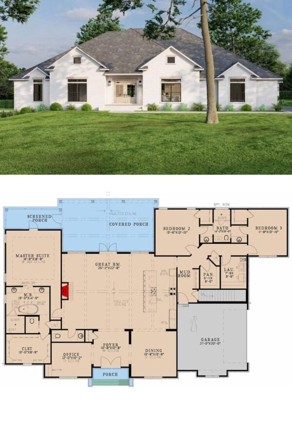 Single-Story Southern Style 4-Bedroom Home with Jack & Jill Bath and ...