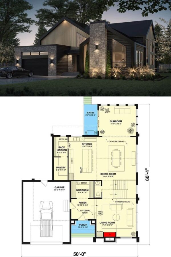 Two-Story Contemporary 3-Bedroom Home with Balcony and Basement (Floor ...