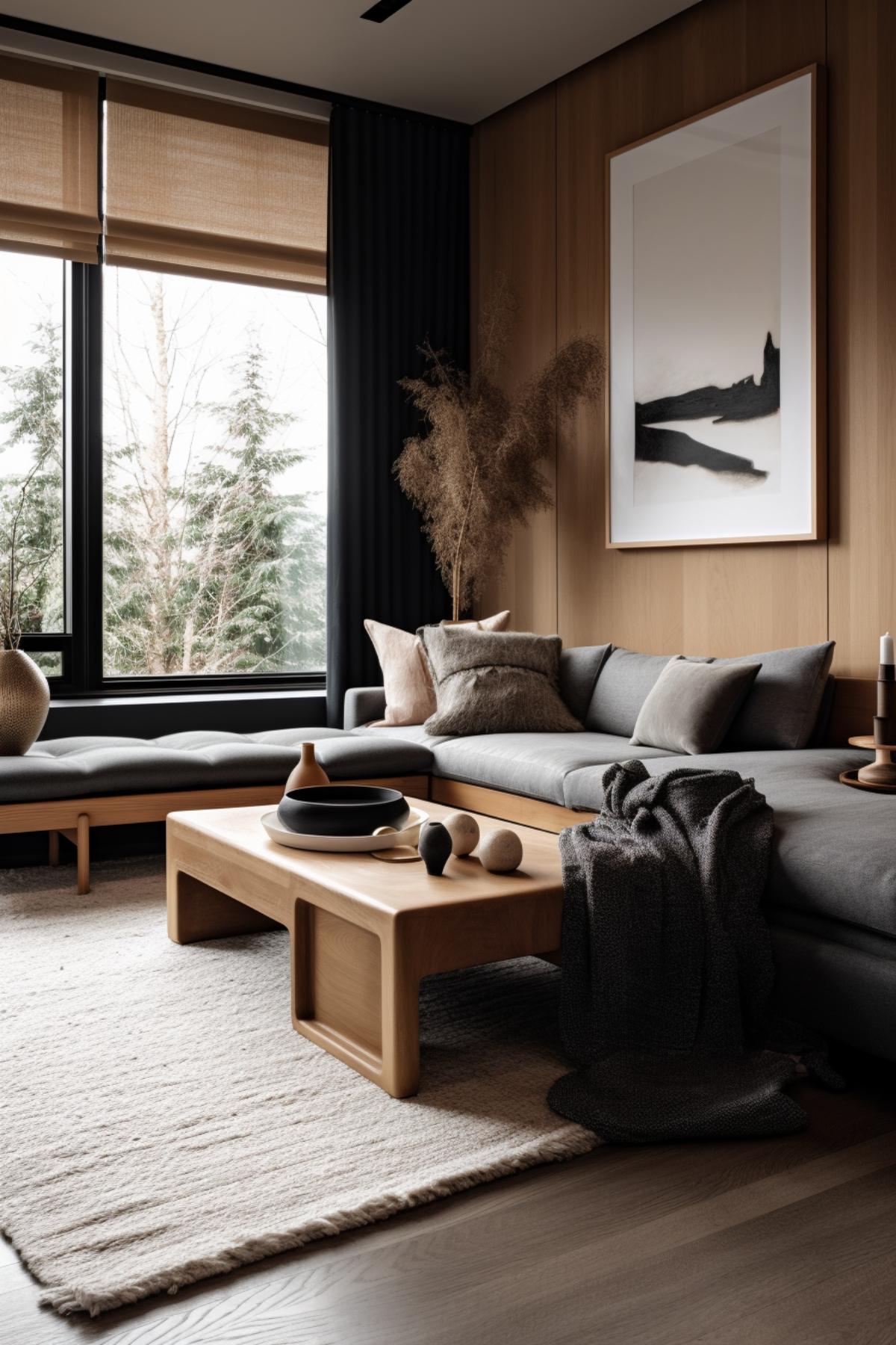 West Japandi Fusion Living Room Design style - a fusion of West Coast Contemporary and Japandi