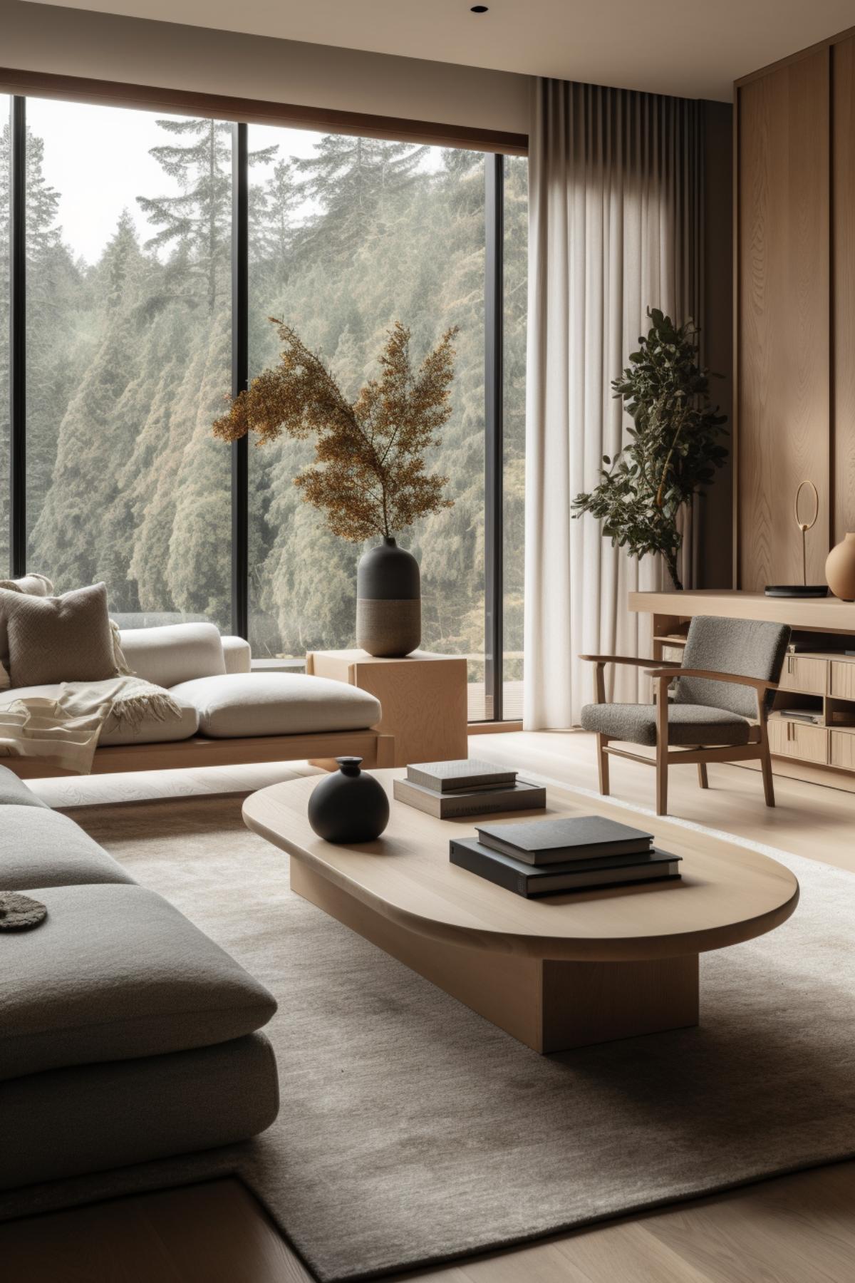 West Japandi Fusion Living Room Design style - a fusion of West Coast Contemporary and Japandi