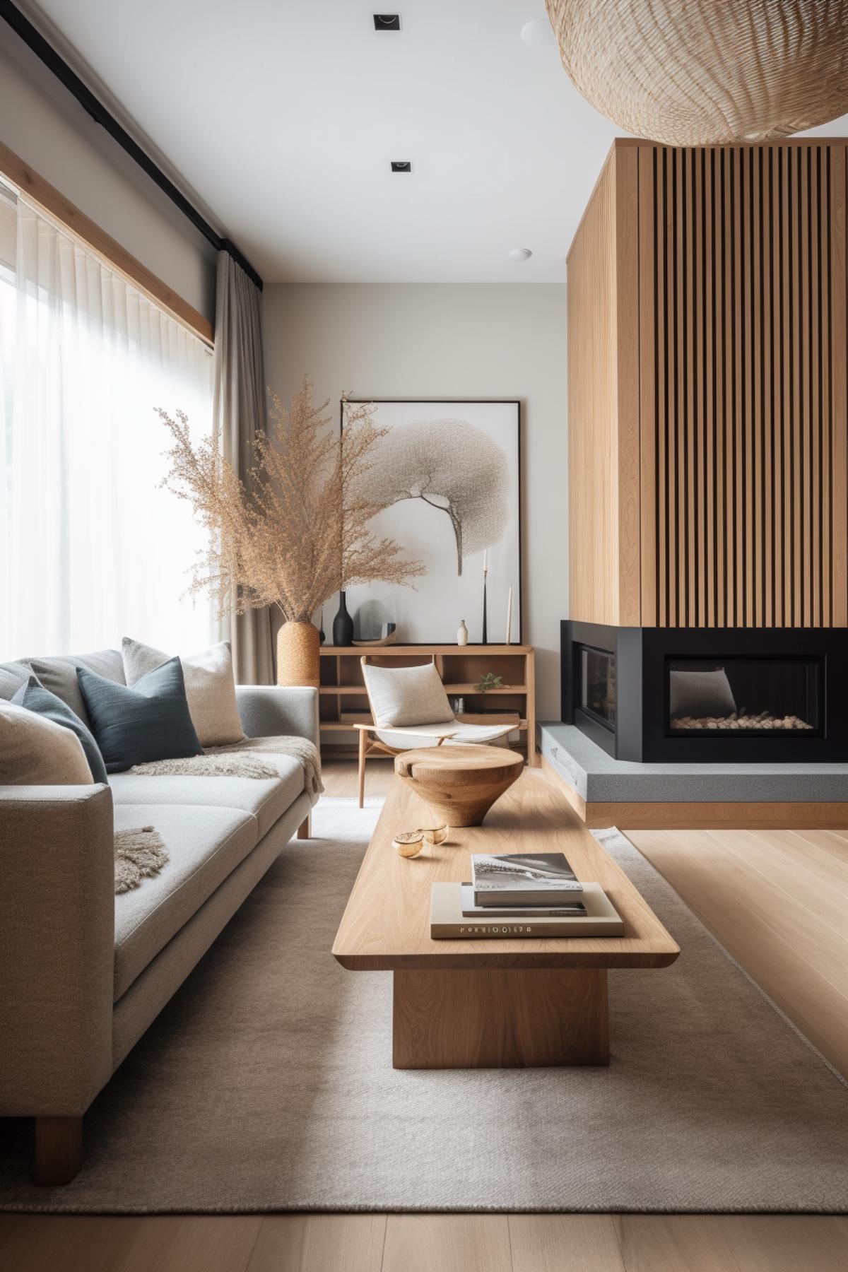 West Japandi Fusion Living Room Design style - a fusion of West Coast Contemporary and Japandi
