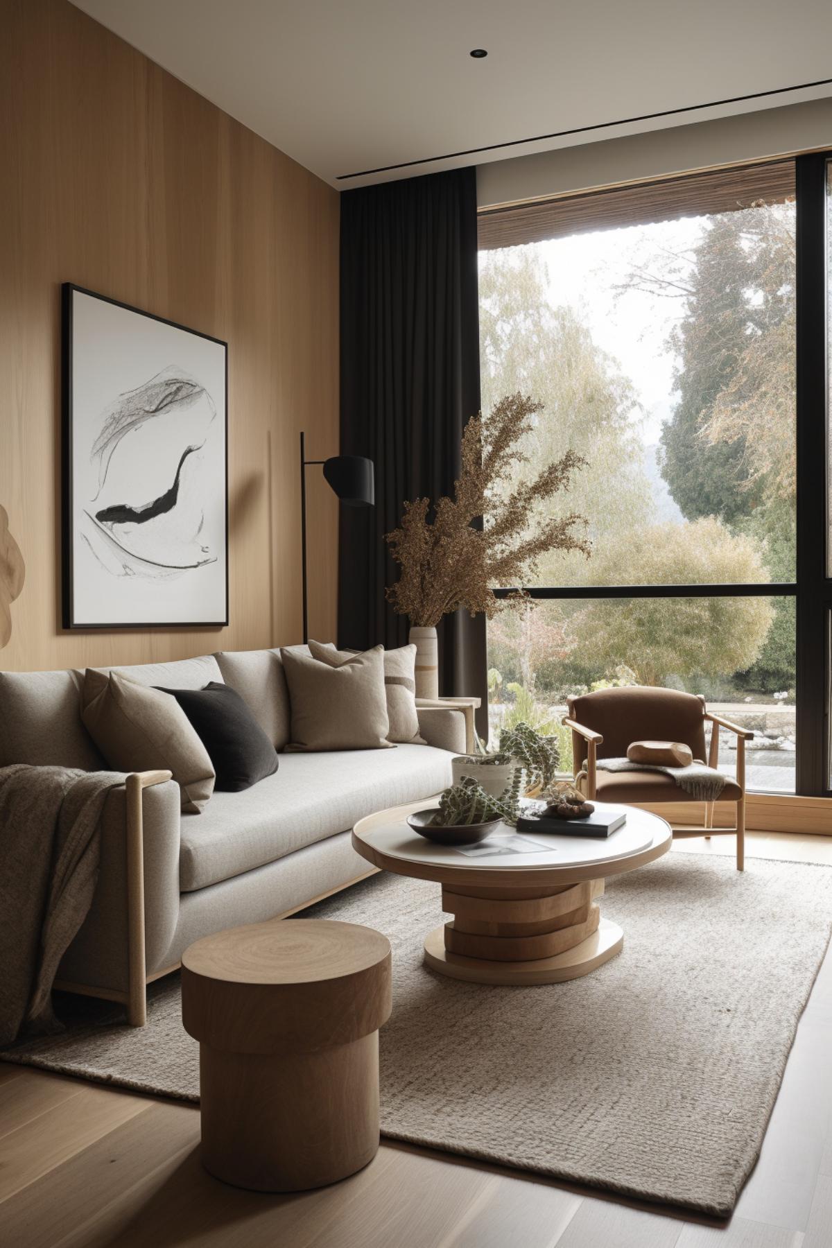 West Japandi Fusion Living Room Design style - a fusion of West Coast Contemporary and Japandi