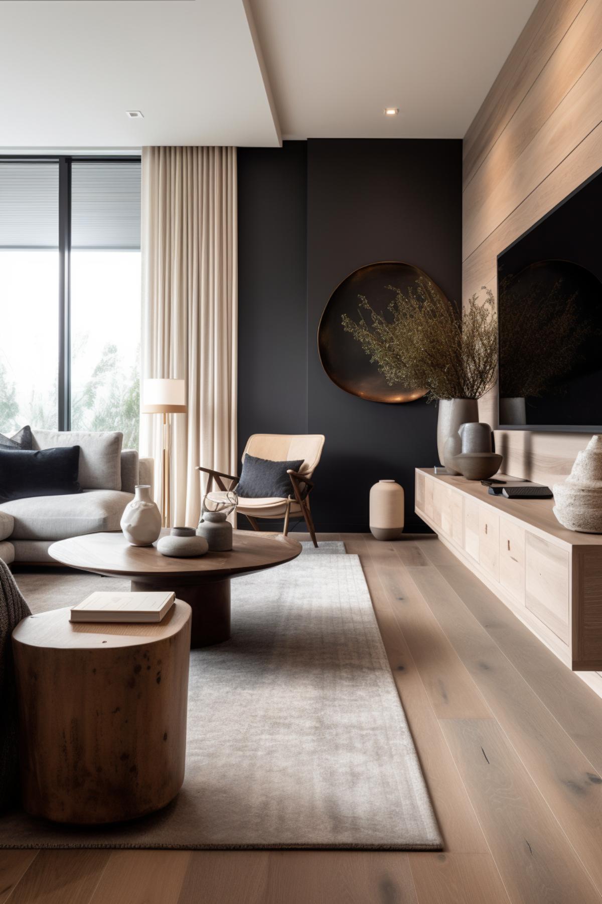 West Japandi Fusion Living Room Design style - a fusion of West Coast Contemporary and Japandi