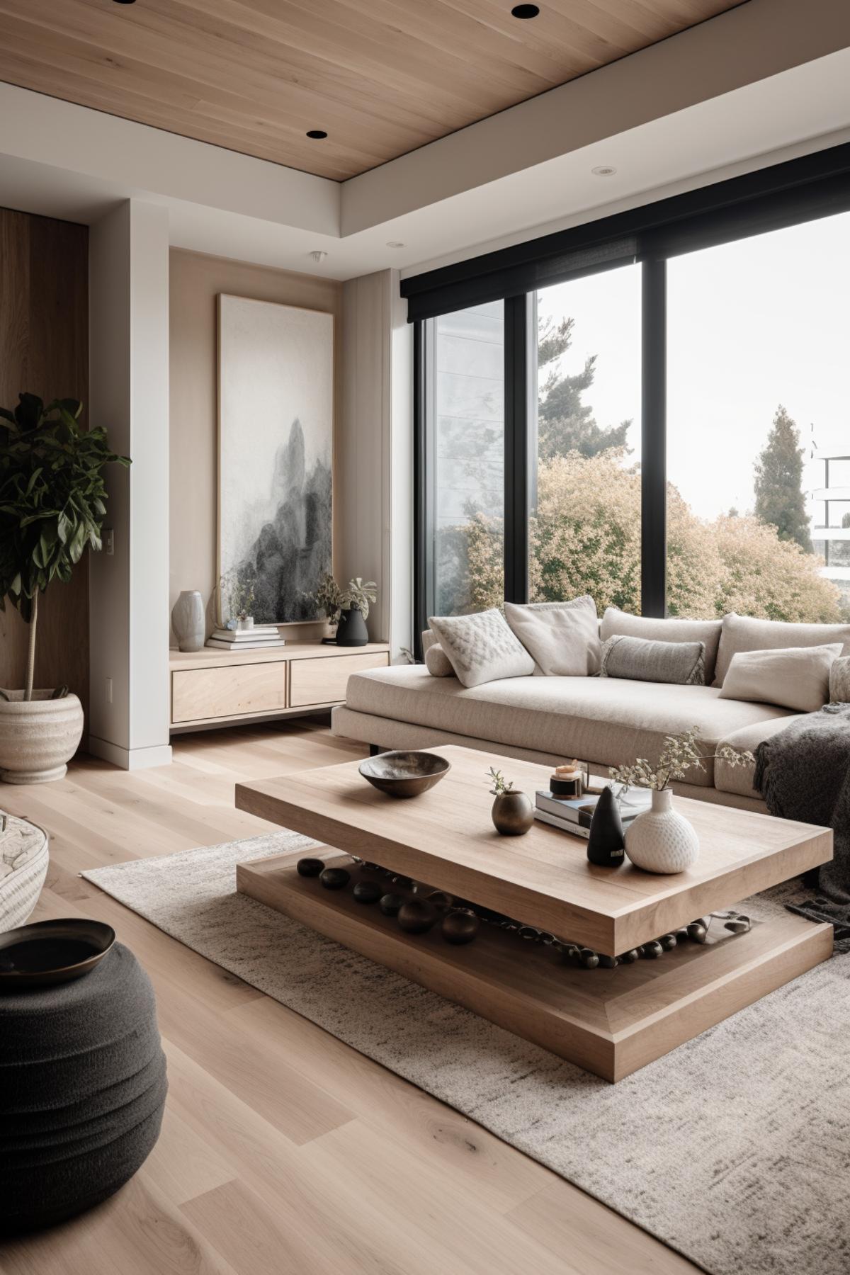 West Japandi Fusion Living Room Design style - a fusion of West Coast Contemporary and Japandi