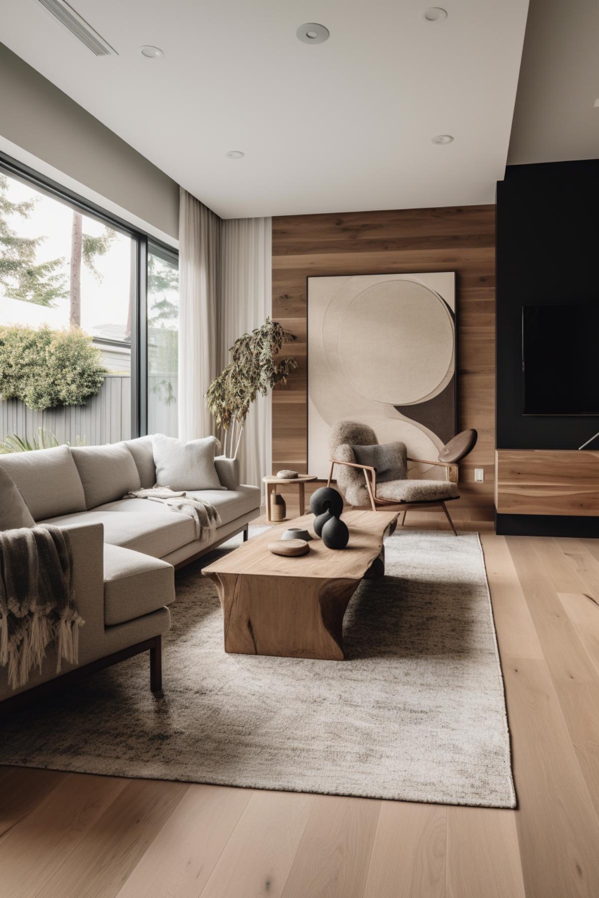 West Japandi Fusion Living Room Design style - a fusion of West Coast Contemporary and Japandi