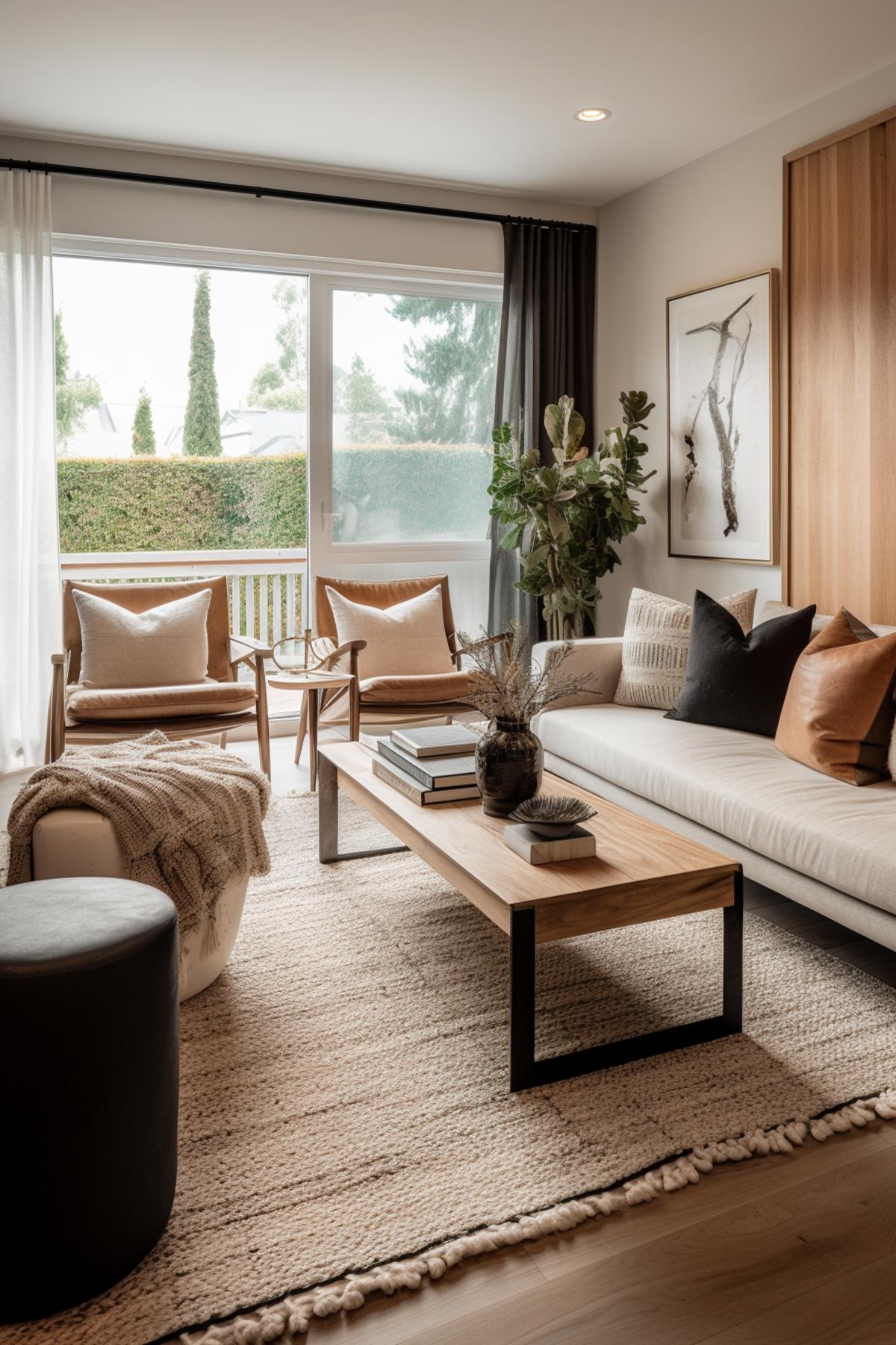 West Japandi Fusion Living Room Design style - a fusion of West Coast Contemporary and Japandi