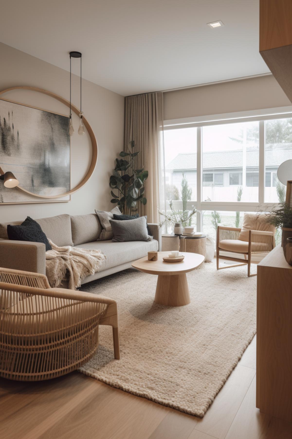 West Japandi Fusion Living Room Design style - a fusion of West Coast Contemporary and Japandi