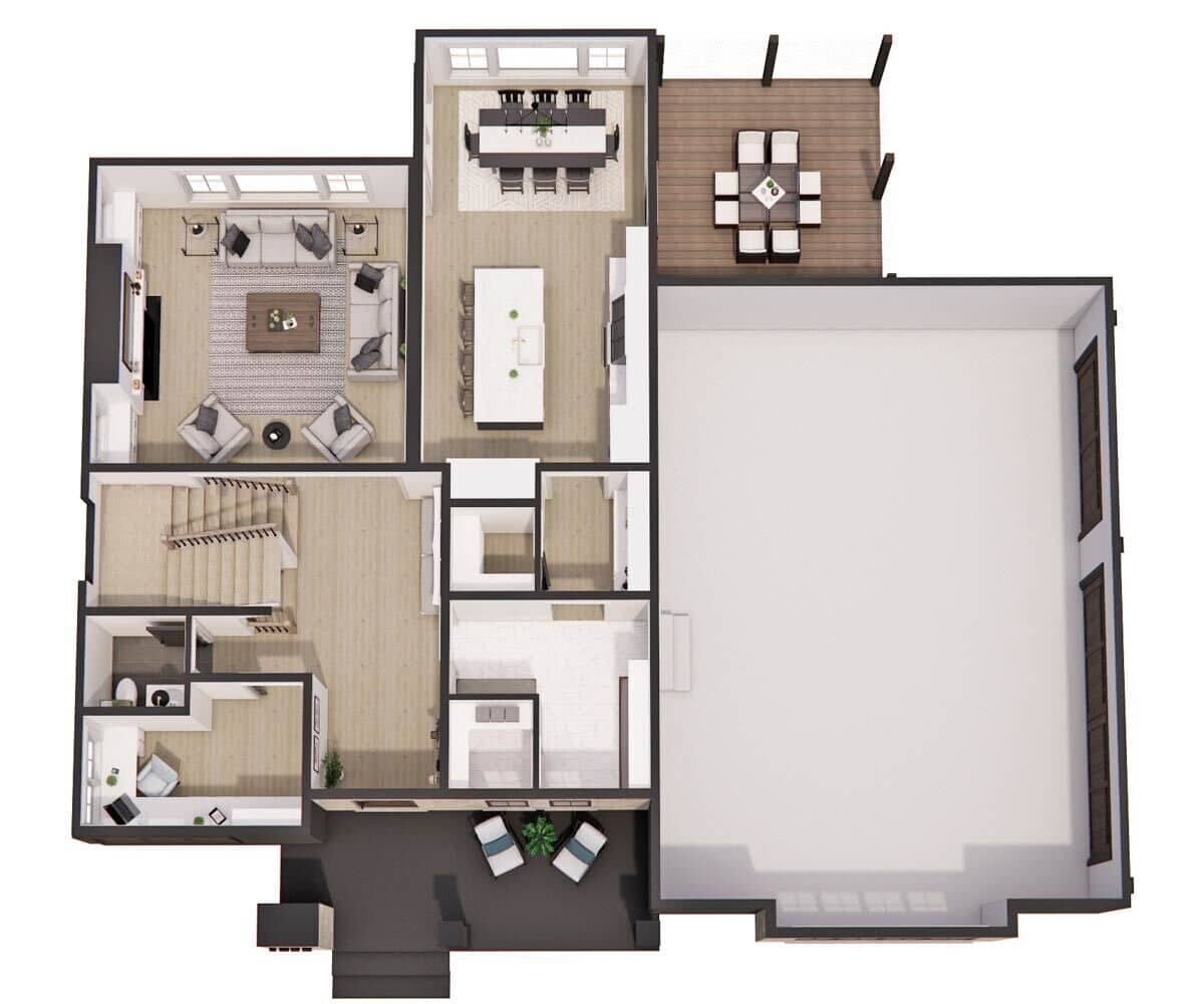 3D main level floor plan