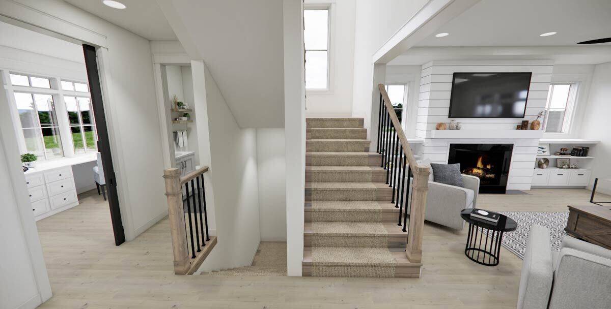 Staircase leading to the sleeping quarters.