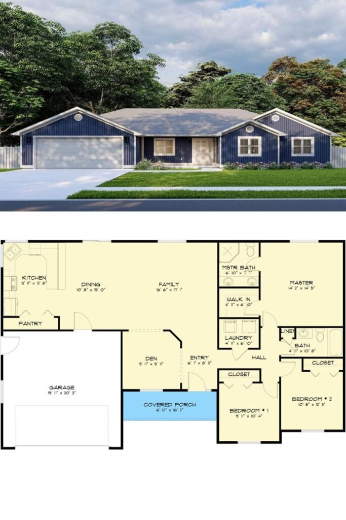 Ranch Style 3-Bedroom Single-Story Home with Front Porch and 2-Car ...