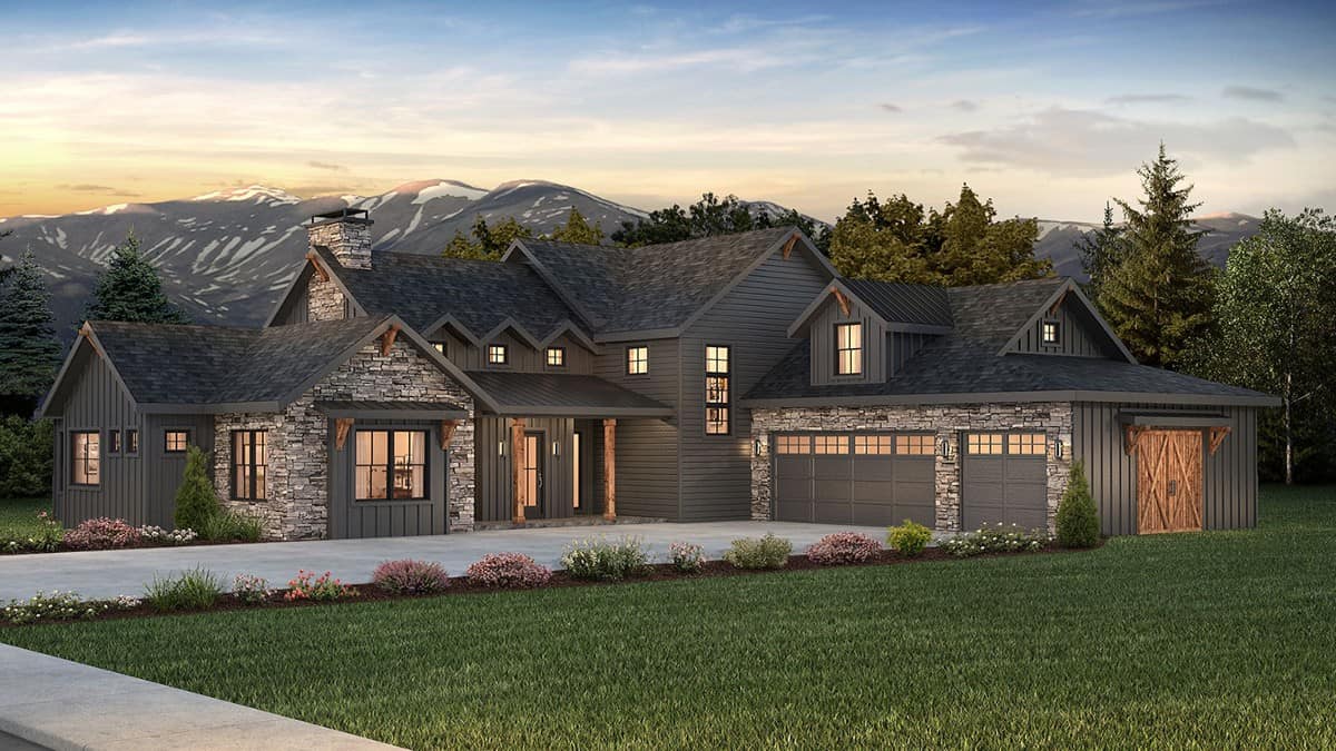 Rugged Two-Story 5-Bedroom New American Home with Bonus Room and Jack & Jill Bathroom