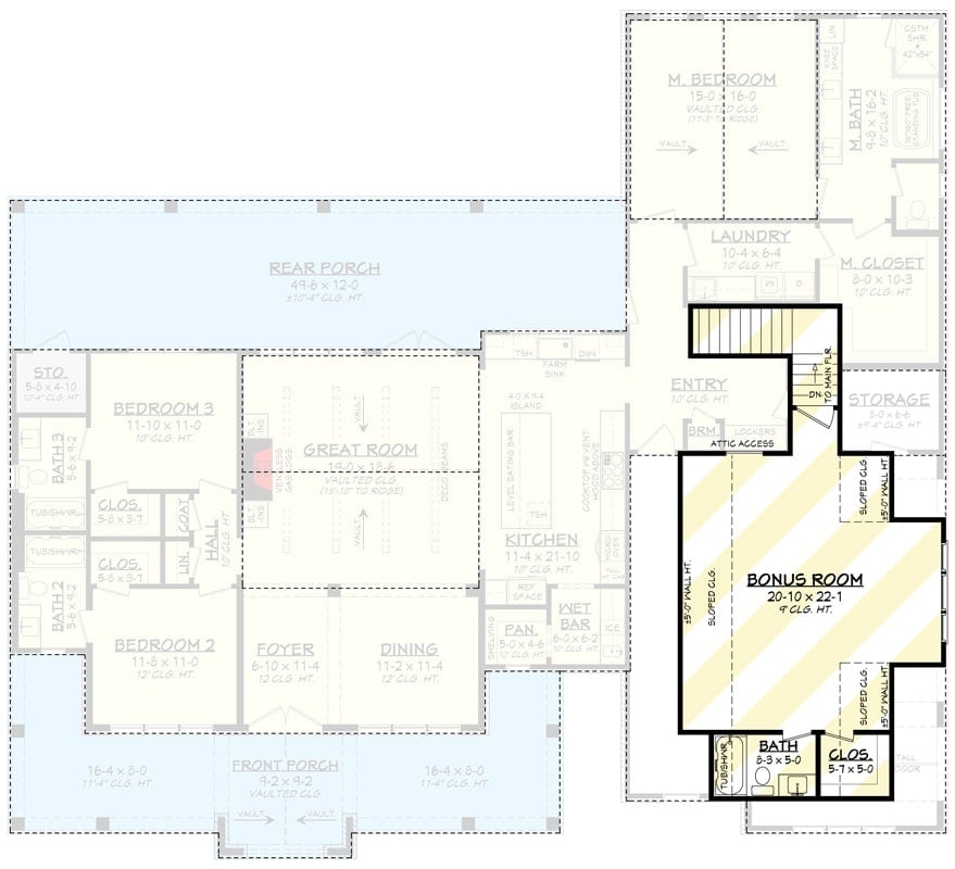Bonus level floor plan with a full bathroom and a walk-in closet.