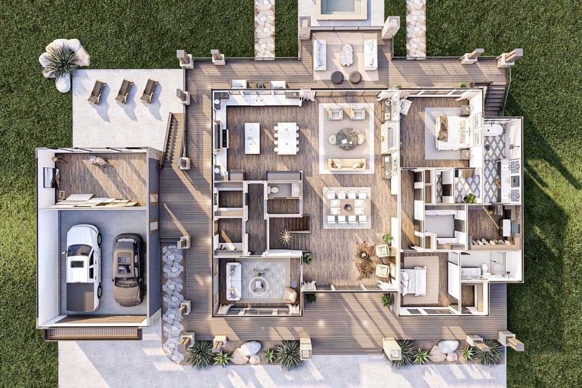 3D main level floor plan